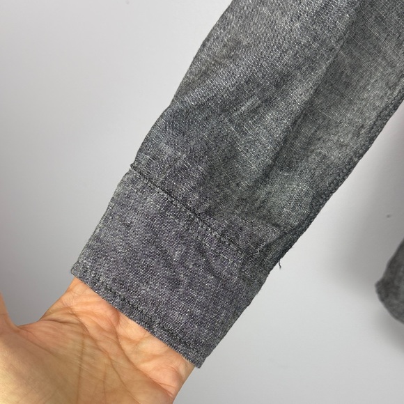 Silver Jeans Co. Emma-Boyfriend Fit Linen Blend Charcoal Long Sleeve XS Blouse - Picture 5 of 12